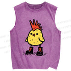 Unisex Punk Chick Printed Washed Tank Top