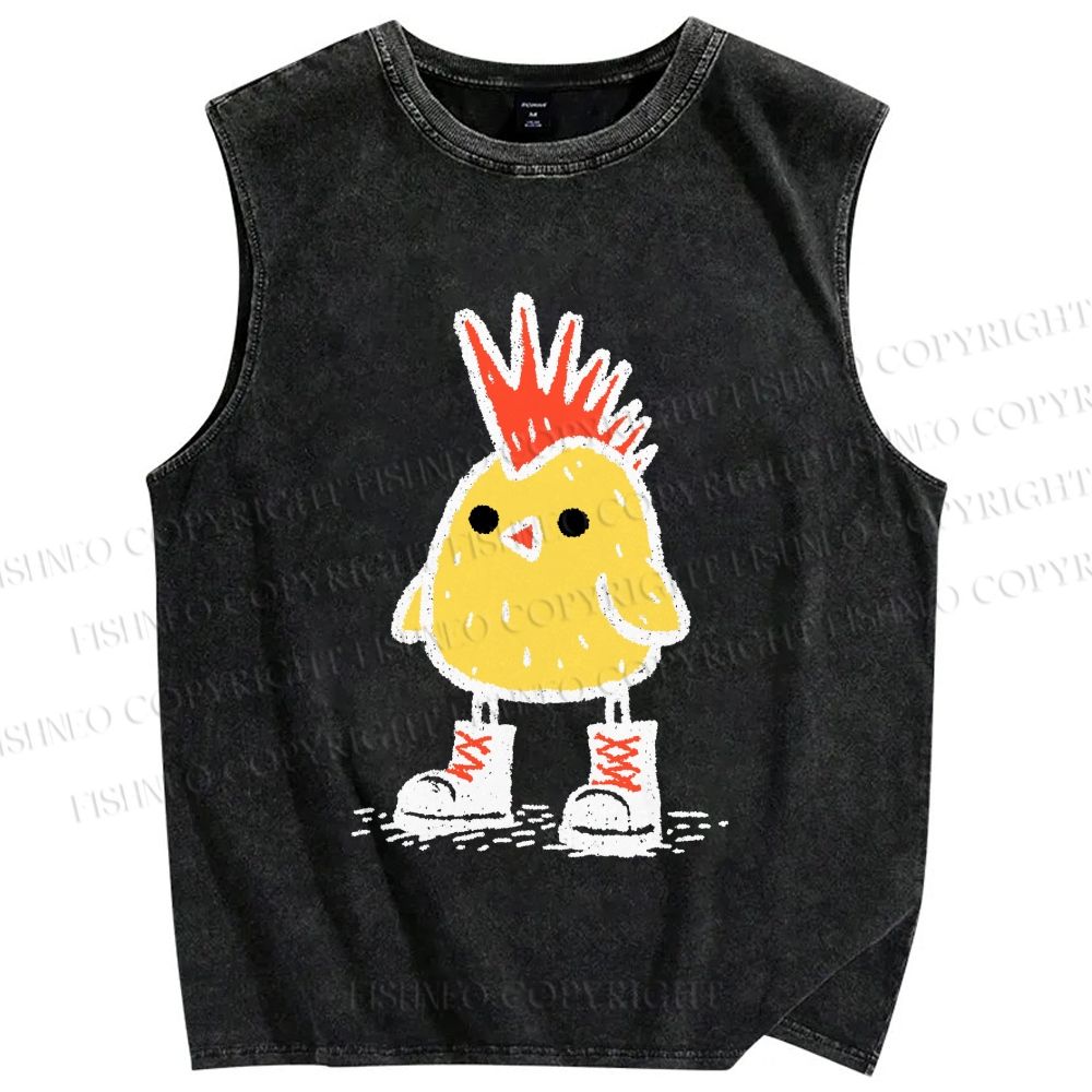 Unisex Punk Chick Printed Washed Tank Top
