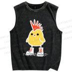 Unisex Punk Chick Printed Washed Tank Top