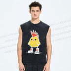 Unisex Punk Chick Printed Washed Tank Top