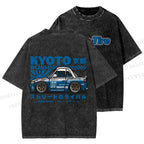 Unisex Japanese Car Printed Washed Tee