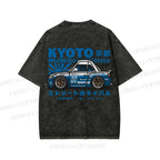 Unisex Japanese Car Printed Washed Tee