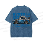 Unisex Japanese Car Printed Washed Tee