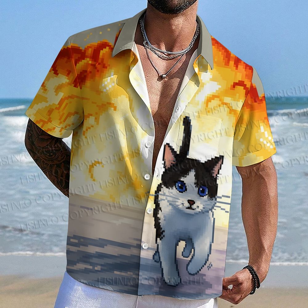 Real Meow Don’t Look Back at Explosions Hawaiian Shirt