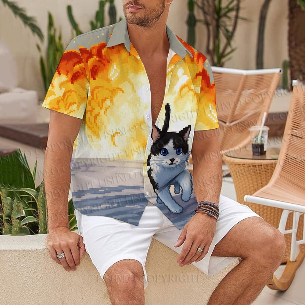 Real Meow Don’t Look Back at Explosions Hawaiian Shirt
