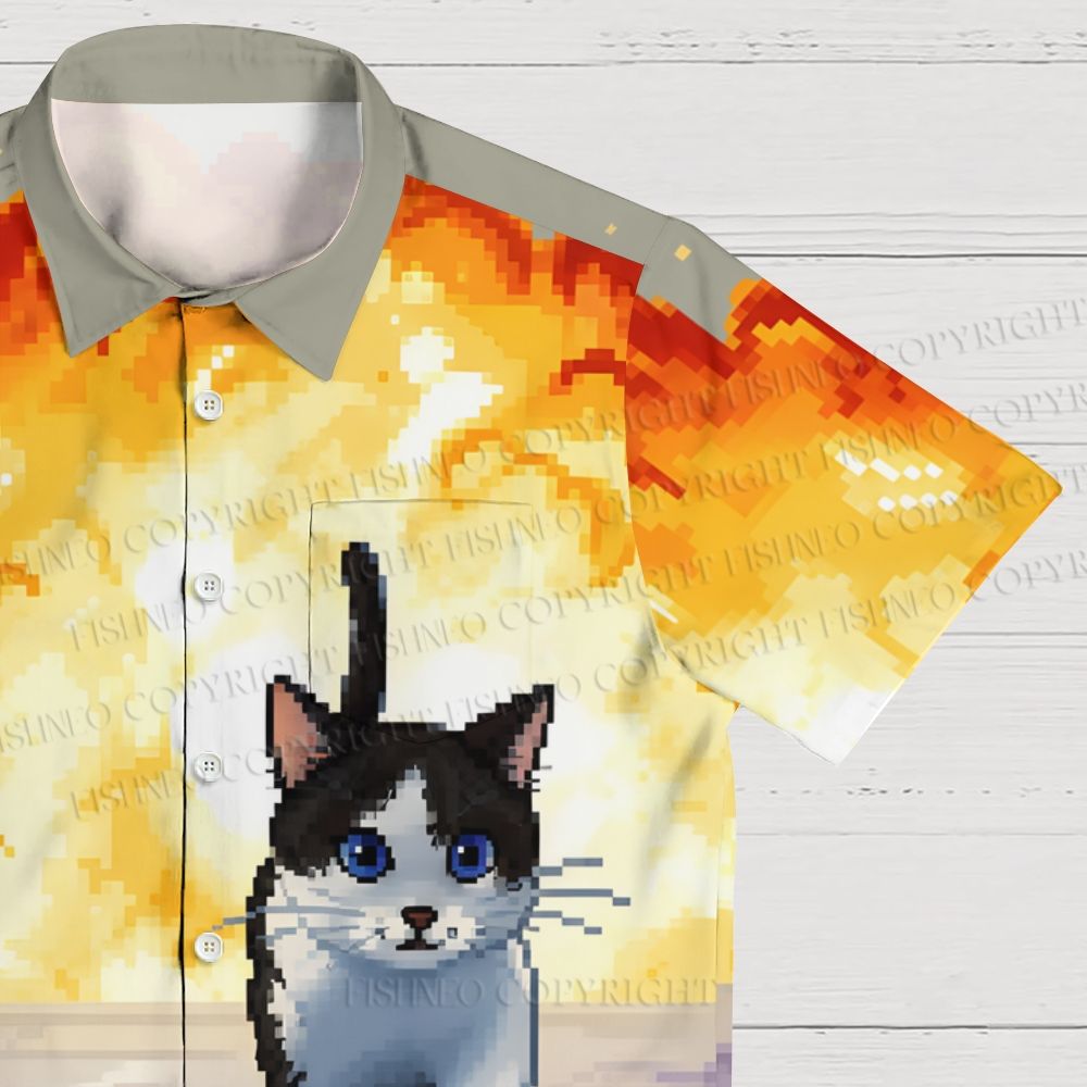 Real Meow Don’t Look Back at Explosions Hawaiian Shirt