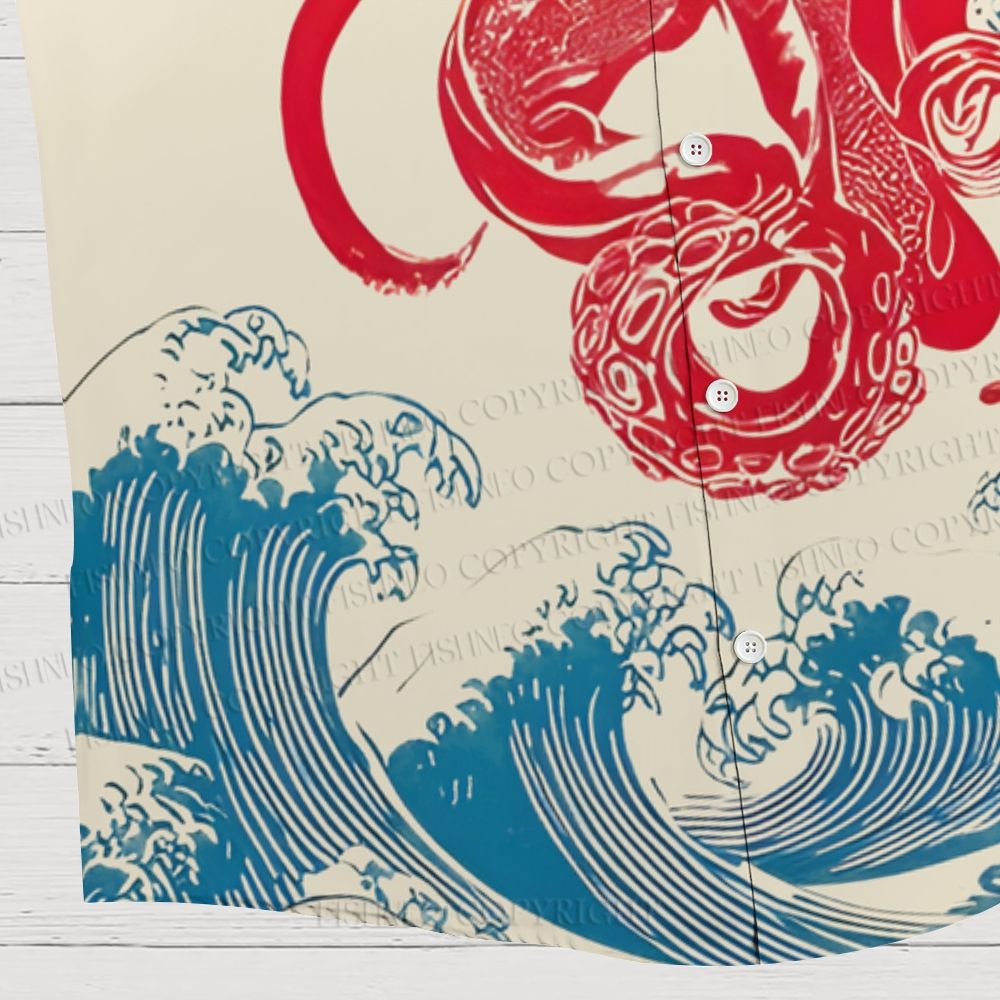 Octopus in Wave Japanese Ukiyo-e Hawaiian Shirt