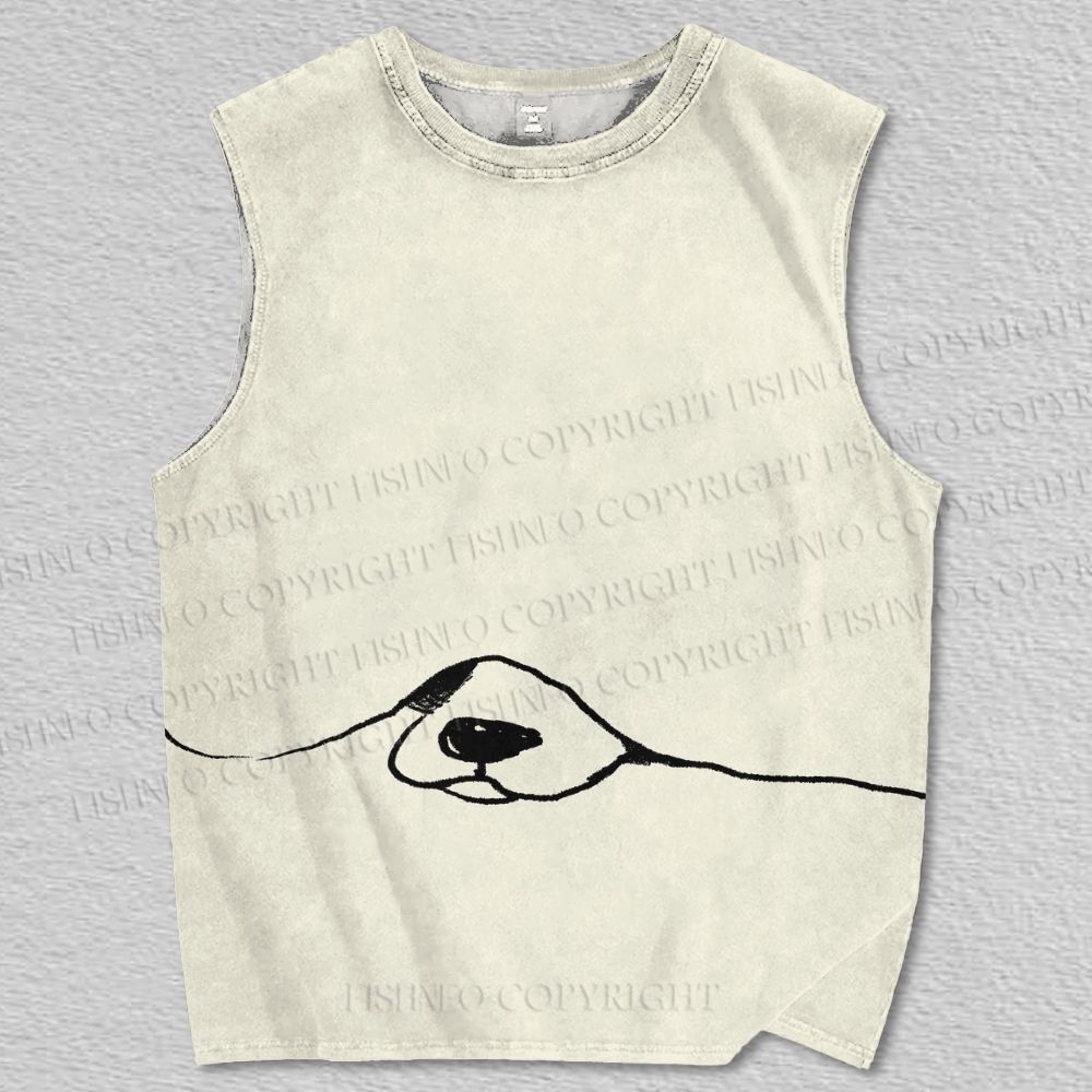 Unisex Funny Dog Playing Hide and Seek Printed Tank Top