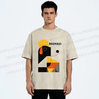 Unisex Bauhaus Geometric Dog Printed Washed Tee