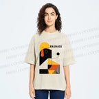 Unisex Bauhaus Geometric Dog Printed Washed Tee