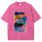 Unisex Cat Jenga Printed Washed Tee