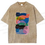 Unisex Cat Jenga Printed Washed Tee