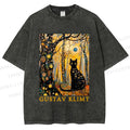 Unisex Gustav Klimt Cat in Wood Printed Washed Tee