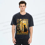 Unisex Gustav Klimt Cat in Wood Printed Washed Tee