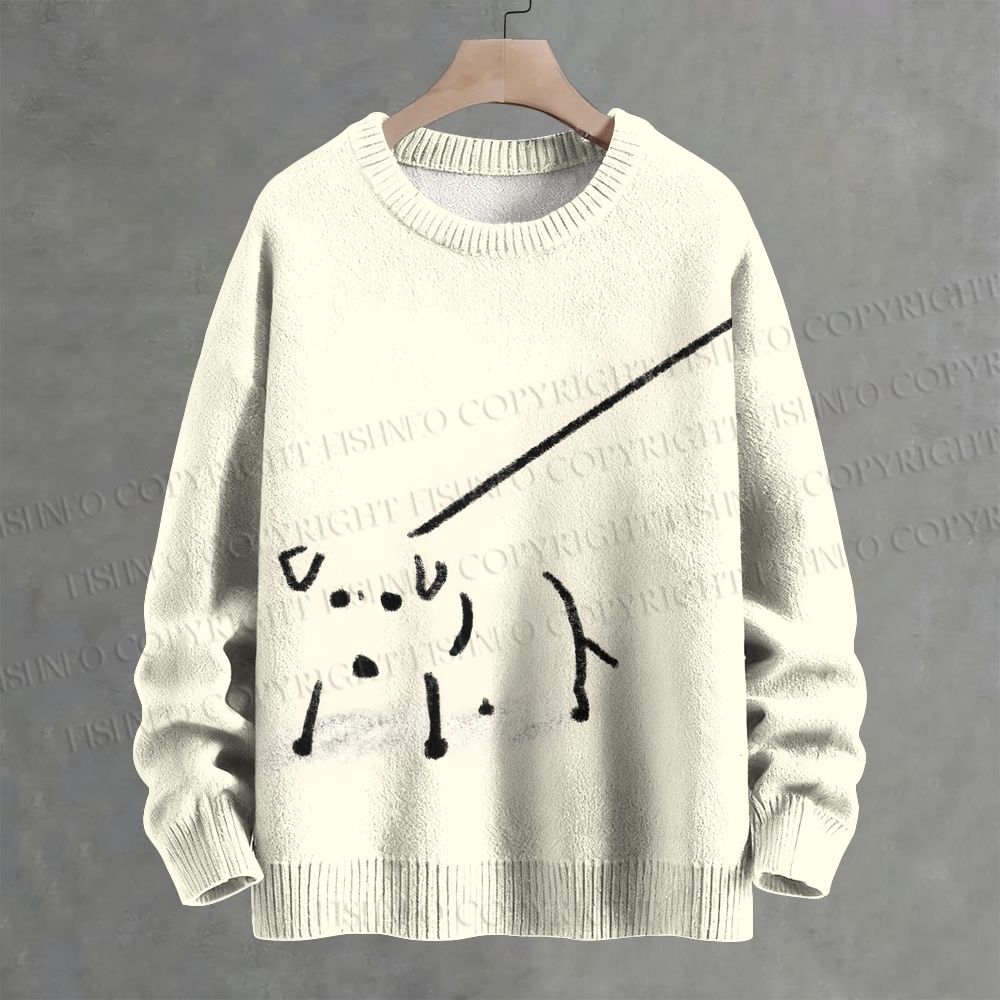 Dog on a Leash Crew Neck Sweater