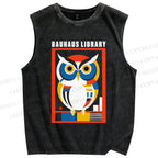 Unisex Bauhaus Library Printed Washed Tank Top