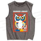 Unisex Bauhaus Library Printed Washed Tank Top