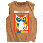 Unisex Bauhaus Library Printed Washed Tank Top