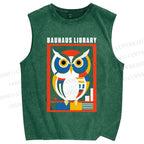 Unisex Bauhaus Library Printed Washed Tank Top