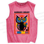 Unisex Bauhaus Library Printed Washed Tank Top