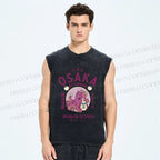 Unisex Osaka Drunken Octopus Printed Washed Tank Top