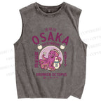 Unisex Osaka Drunken Octopus Printed Washed Tank Top