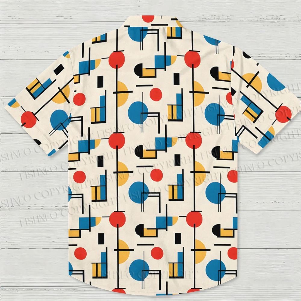 Bauhaus Geometric Printed Hawaiian Shirt