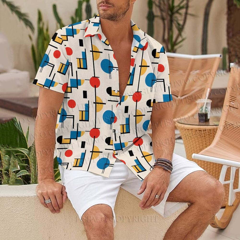 Bauhaus Geometric Printed Hawaiian Shirt