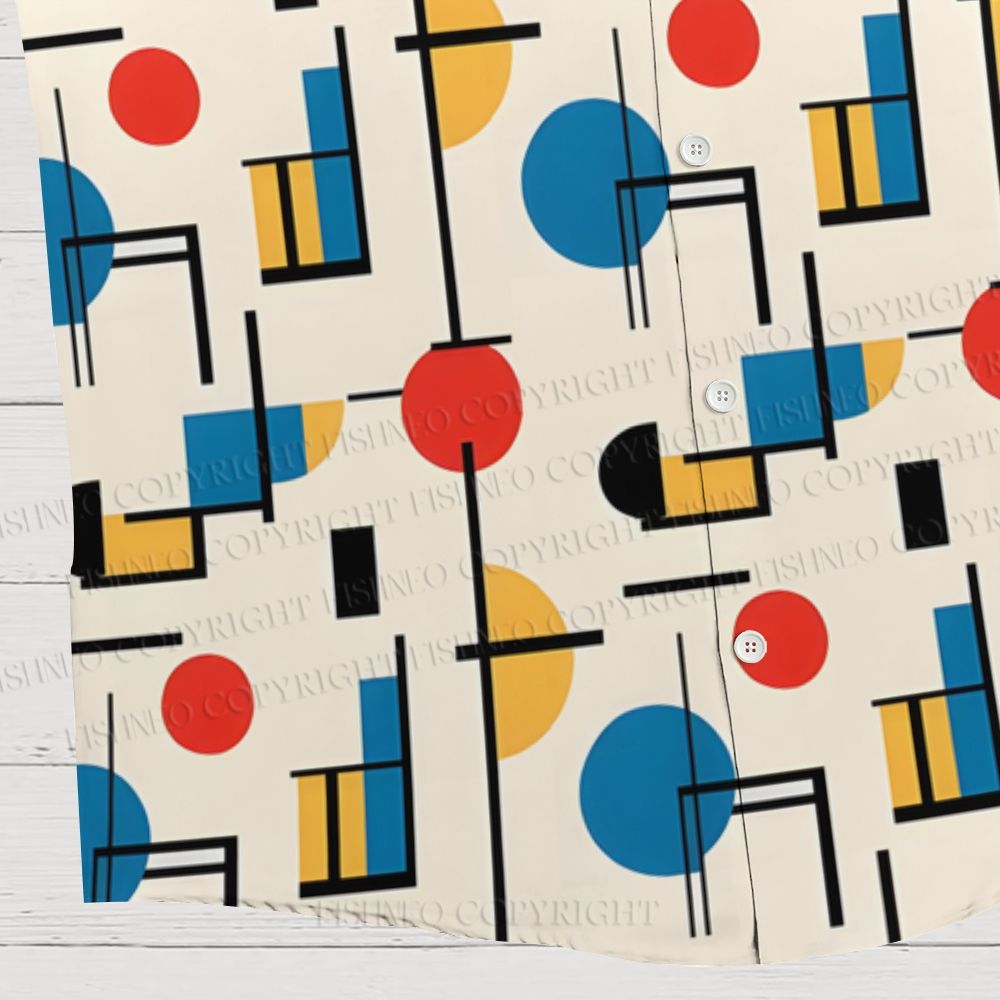 Bauhaus Geometric Printed Hawaiian Shirt