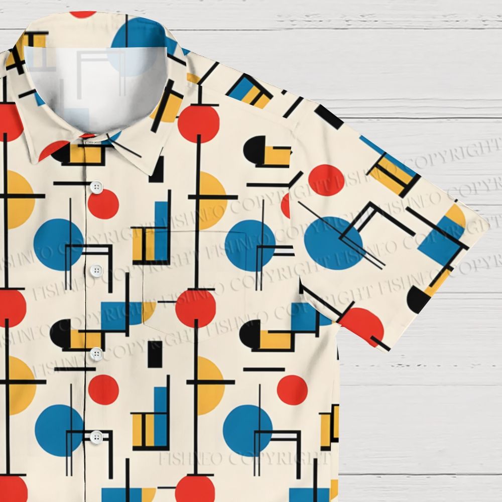 Bauhaus Geometric Printed Hawaiian Shirt