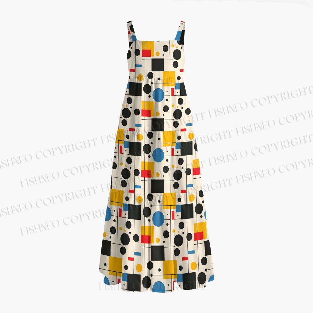 Bauhaus Geometric Printed Maxi Dresses
