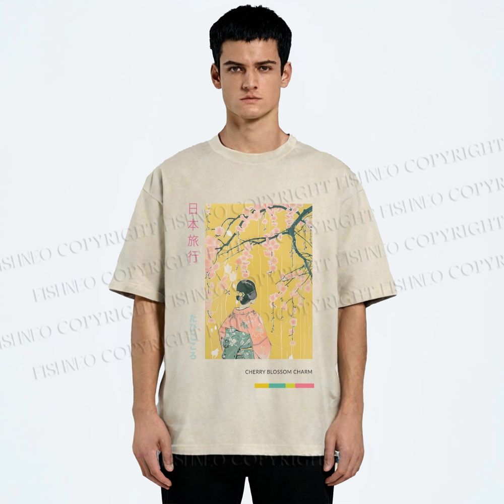 Unisex Hana Akari Printed Washed Tee