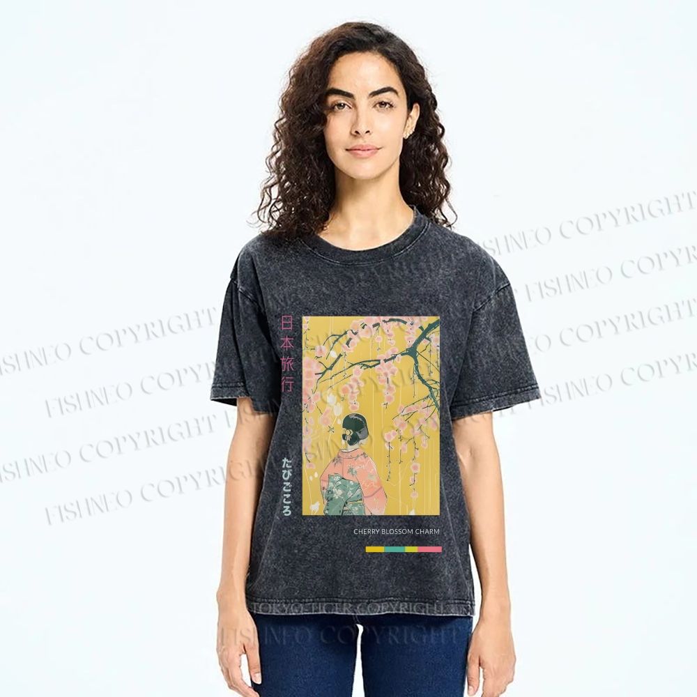 Unisex Hana Akari Printed Washed Tee