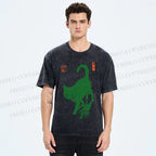 Unisex Cat Printed Washed Tee