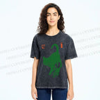 Unisex Cat Printed Washed Tee
