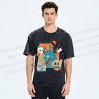 Unisex Neko Wave Kaiju Printed Washed Tee