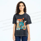 Unisex Neko Wave Kaiju Printed Washed Tee
