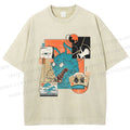 Unisex Neko Wave Kaiju Printed Washed Tee