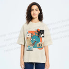 Unisex Neko Wave Kaiju Printed Washed Tee