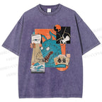 Unisex Neko Wave Kaiju Printed Washed Tee