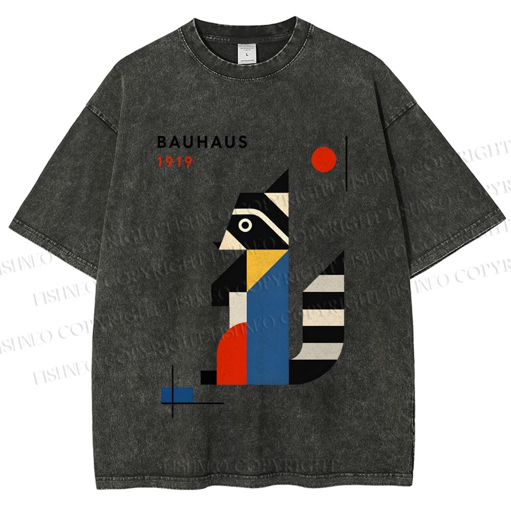 Unisex Bauhaus Raccoon Printed Washed Tee