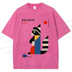 Unisex Bauhaus Raccoon Printed Washed Tee