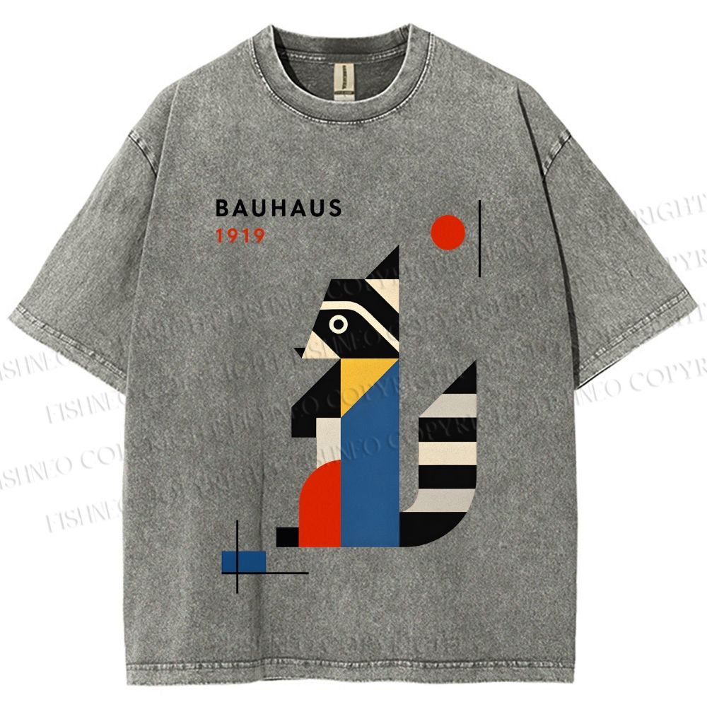 Unisex Bauhaus Raccoon Printed Washed Tee