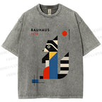 Unisex Bauhaus Raccoon Printed Washed Tee