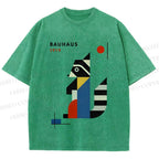 Unisex Bauhaus Raccoon Printed Washed Tee