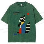 Unisex Bauhaus Raccoon Printed Washed Tee