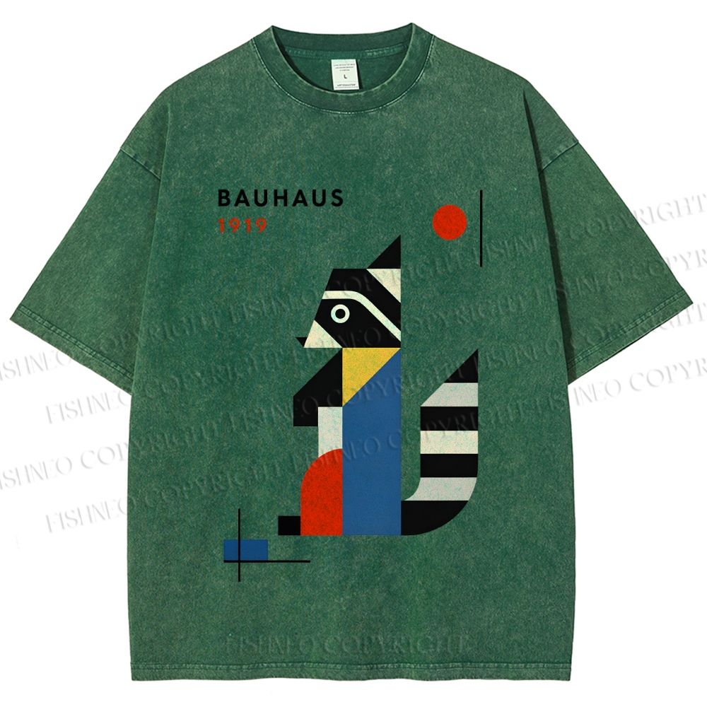 Unisex Bauhaus Raccoon Printed Washed Tee