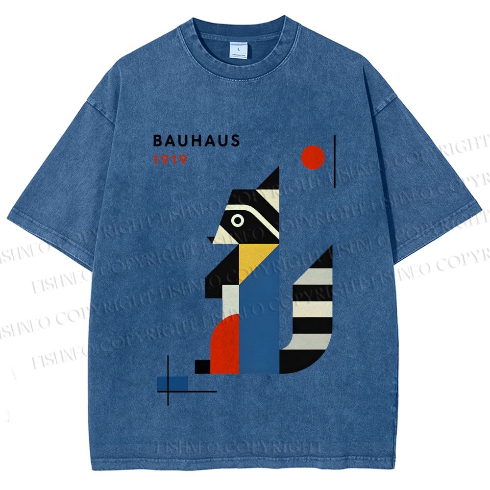 Unisex Bauhaus Raccoon Printed Washed Tee