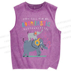 Unisex Elephants Printed Washed Tank Top