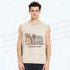 Unisex Stoned Guy Making a Stoned Age Peace SymbolPrinted Washed Tank Top